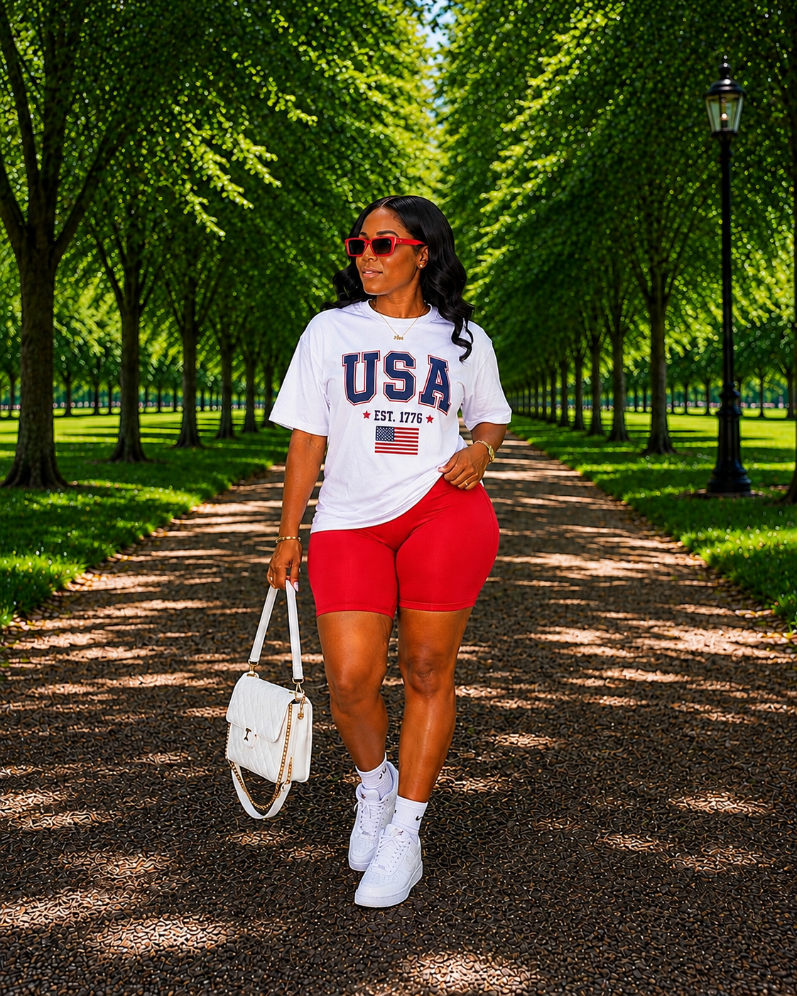 Liberty Red Biker Shorts