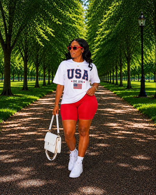 Liberty Red Biker Shorts