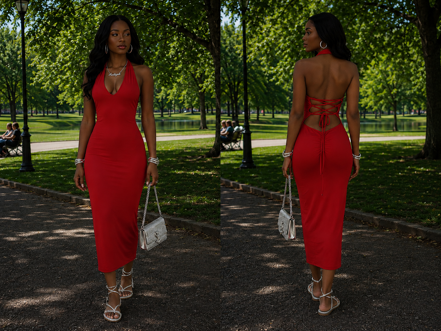 Scarlet Nights Lace-Up Dress